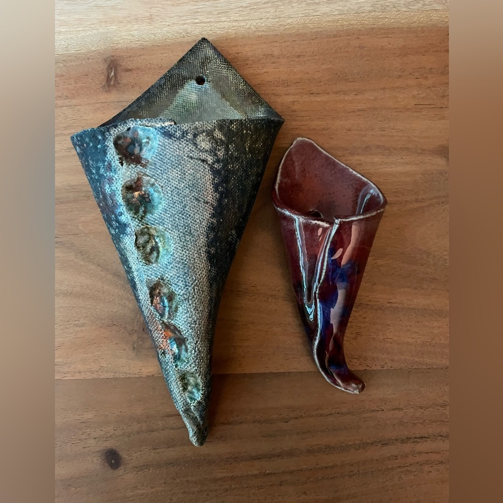 Handmade Pottery Wall Vases Lot of 2